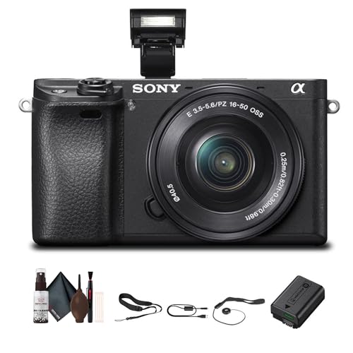 Sony Alpha a6300 Mirrorless Camera with 16-50mm Lens Black (ILCE6300L/B) + Lens Cap Keeper + Cleaning Kit