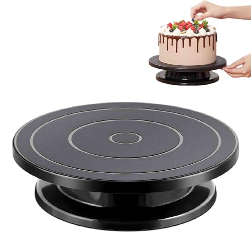 Plato Giratorio para Tartas, 1Pcs Base Giratoria Tartas 27cm, Soporte Giratorio para Tartas, Accesorios para Tartas para Hornear, Negro