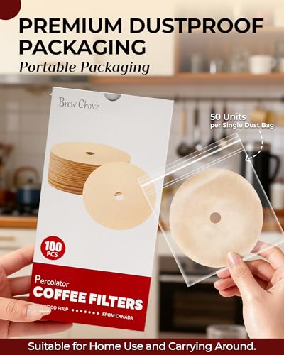 Image of 100ct Circle Coffee Filters 3.75 Inch, for Presto Coffee Maker | Canadian Pulp & Pure Flavor, Versatile Compatibility, Double-layer Packaging Ensures Hygiene
