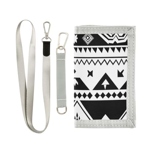 Bolaz The Trifold Camouflage Wallets-Black White Geometric Abstract Pattern,Customized Coin Case Lightweight Card Pocket Money Organizer