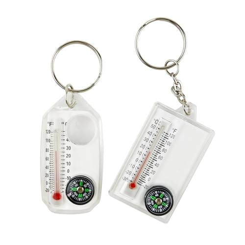 Multifunctional Handheld Mountain Climbing Thermometer Compasses Keyring Clip Keychain for Outdoor Hiking Camping Adventure Gear(1pcs)
