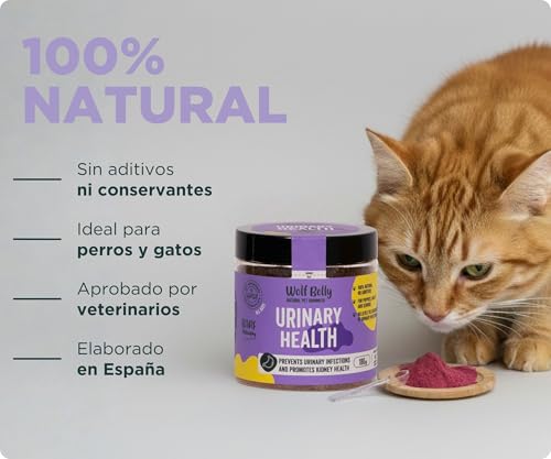 Miniatura 5 de Wolf Belly Suplemento Urinario Para Perros Y Gatos 100 Natural 180 G Con Arándanos, Rosa Mosqueta Y Vitamina C Equilibra Ph Y Reduce Cistitis Salud Renal Polvo Hecho En España