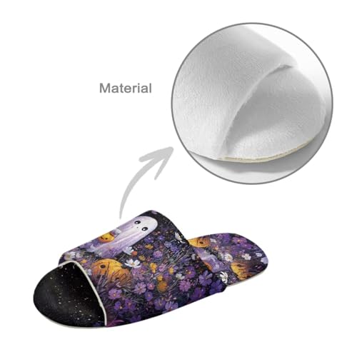 Binienty Halloween Slippers Women Men Spooky Season House Shoes Lightweight Fleece Spa Hotel Open Toe Slippers 5