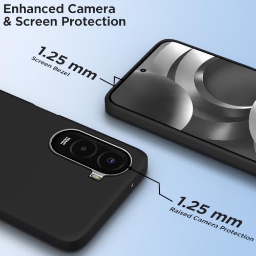 Image of Outlouders Back Cover for Poco M7 Plus 5G | Camera Protection | Durable Soft Matte Silicone Bumper Case (Black)