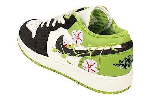 Big Kid's Jordan 1 Low SE Floral Vines White/Black-Altitude Green (DQ8389 100)2