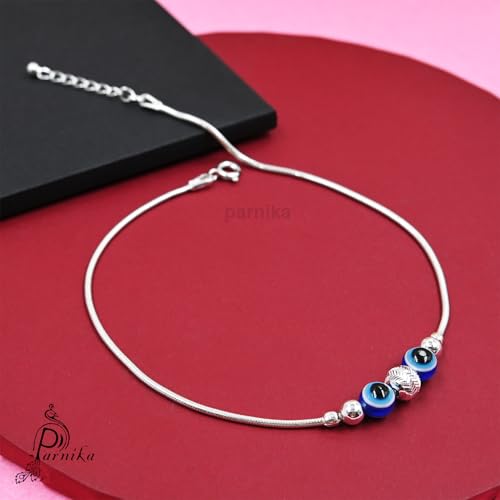 Image of Parnika Pure 925 Sterling Silver Anklet for Women | Adjustable Silver Anklet | Single Piece | Hallmarked Real Silver Jewellery