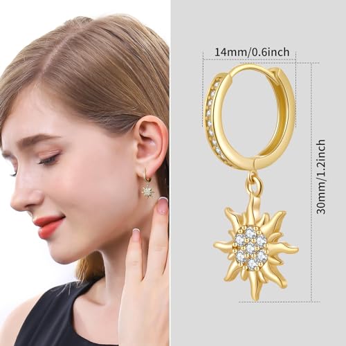 ToHeart Gold Sun Earrings for Women Sun Dangle Earrings Cubic Zirconia Earrings3
