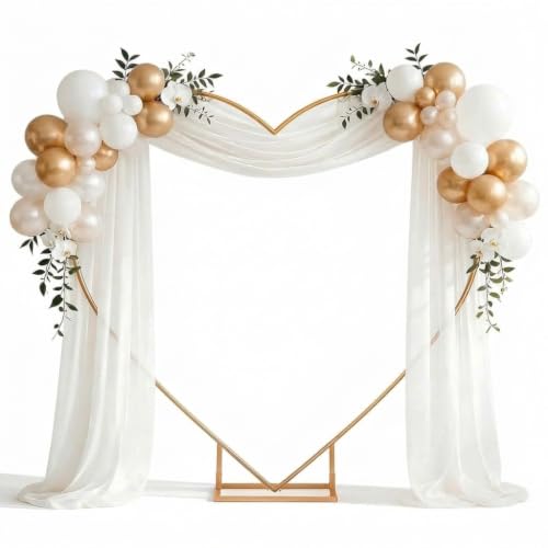 Image of ORTIZA Heart Shaped Balloon Arch Frame Stand, Metal Wedding Backdrop Hoop, Freestanding Romantic Photo Booth Frame Balloon Garland Decorations for Weddings, Anniversaries, Party, 6.6x6.6ft
