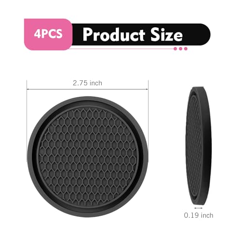 4 Posavasos para Auto en PVC Antideslizante Negro miniatura 2