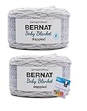 Bernat Baby Blanket Dappled Yarn, 10.5 Oz, Skipping Stone - 2 Pack Bundle with Bella's Crafts Stitch...