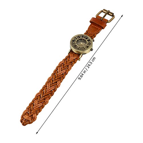 Relógio de pulso estilo retro com pulseira trançada de plutônio decoração de relógio de pulso de qua