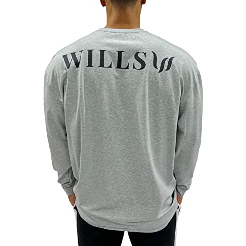 [WILLS FITNESS] T Y  I[o[TCY OX[u rbNVGbg EBY tBbglX CLASSIC LOGO BACK PRINT OVERSIZE LONG SLEEVED T-SHIRT ؃g W EGA