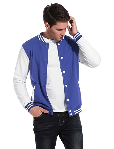 Image of COOFANDY Mens Slim Fit Varsity Baseball Jacket Bomber Cotton Premium Jackets