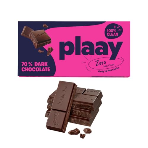 Plaay 70% Dark Chocolate Tablet No Added Sugar Rich Cocoa Flavor Smooth Texture