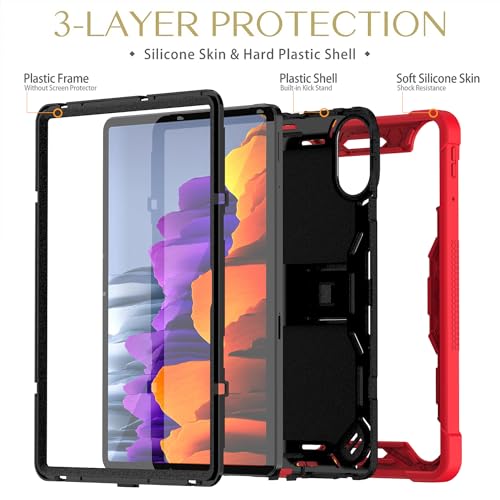 Image of ProElite Cover for Xiaomi Redmi Pad 2 11 inch Case, Rugged Shockproof Heavy Duty Back Case Cover for Xiaomi Redmi Pad 2 11 inch, Red
