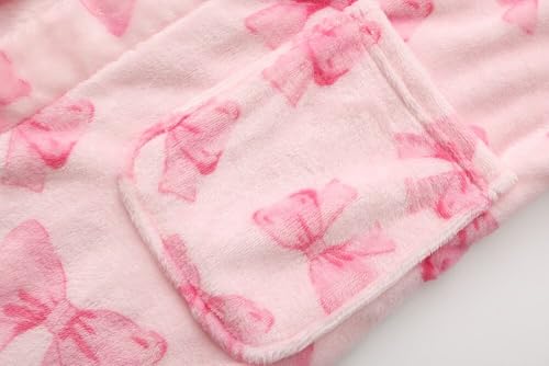 Image of Girls Fleece Robe Boys Hooded Bathrobe Soft Flannel Robe For Kids