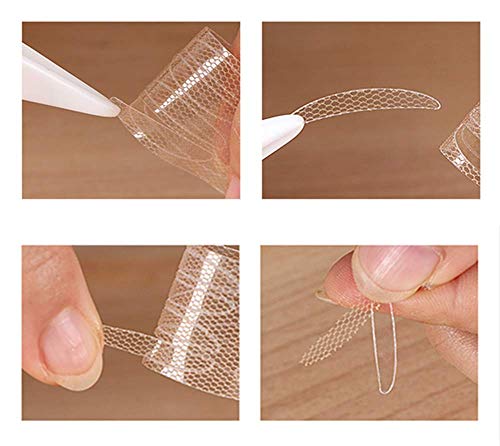 100pair Non Sticky By a Box Makeup Breathable Lace Eyelid Tape And glue- Big Eye Decoration Invisible Double Fold Eyelid Shadow Sticker Perfect for Hooded Droopy Uneven Mono-eyelids (B)
