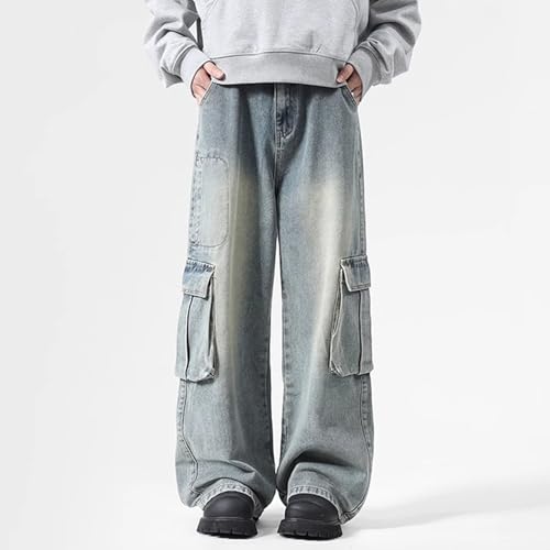 Men's Baggy Jeans Vintage Cargo Jeans Y2K Hip Hop Grunge Jnco Jeans Straight Leg Denim Pants with Pockets3
