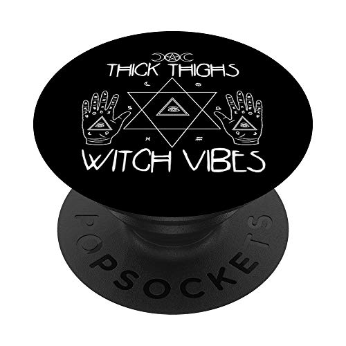 Thick Thighs & Witch Vibes - Funny Halloween Witchcraft PopSockets PopGrip: Swappable Grip for Phones & Tablets