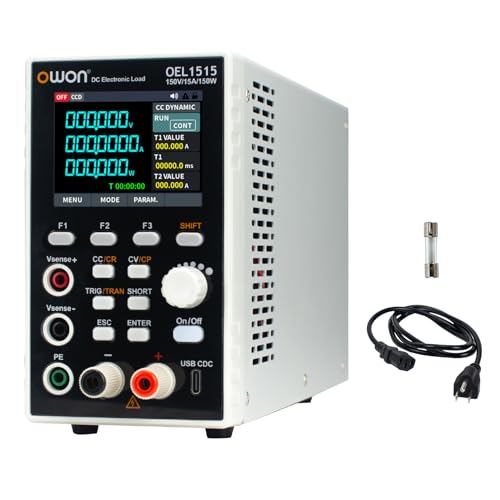 OWON Programmable DC Electronic Load OEL1515 DC 150V 15A Maximum 150W USB/RS232 CV CC CR CP 4 Operation Modes 5kHz Dynamic Lab Bench Power Tester with 2.8 TFT Color LCD Display