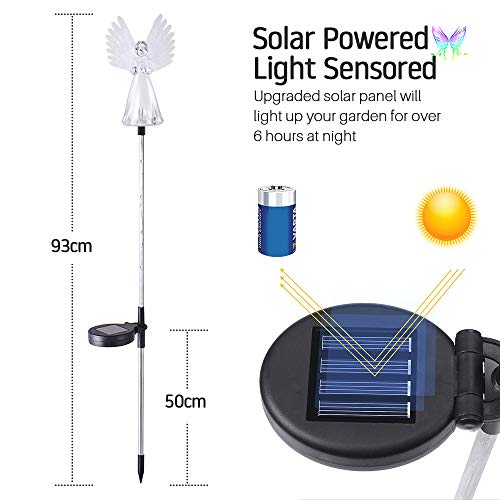 Solar Angel Lights Outdoor, Qualife Garden Gifts for Housewarming Mom Women,Solar Powered Decorative Light for Garden Yard Patio, Cemetery Grave Decorations, 2 Pack.