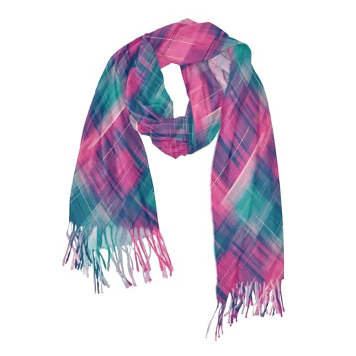 ALAZA Pink Green Plaid Women’s Scarf Soft Warm Long Scarves Shawl Wrap for Winter Autumn Home Office Travel