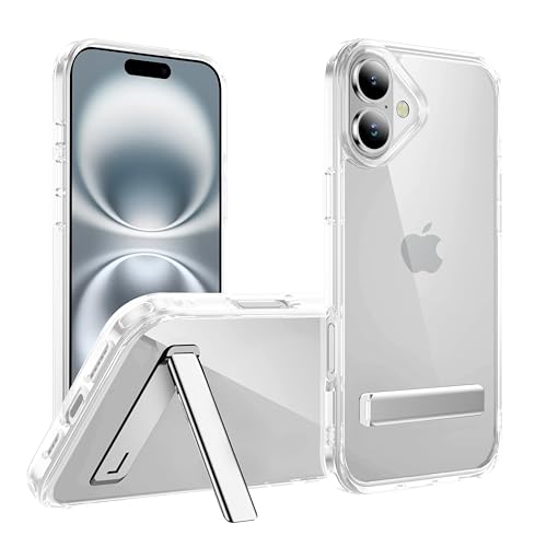 Coque avec béquille en métal CEDO antichoc transparente pour iPhone 16