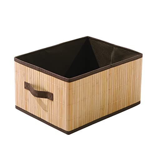 HomeStorie Eco-Friendly Foldable Natural Bamboo Storage Basket Bi...