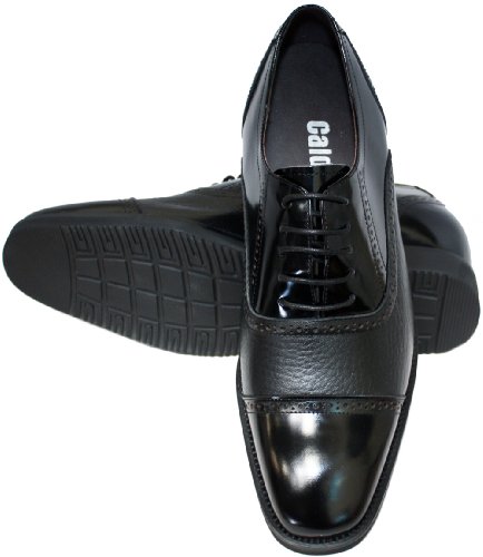 Calden Men's Invisible Height Increasing Elevator Shoes - Black Leather Lace-up Lightweight Formal Dress Oxfords - 2.8 Inches Taller - K320021 - Size 9 D(M) US4