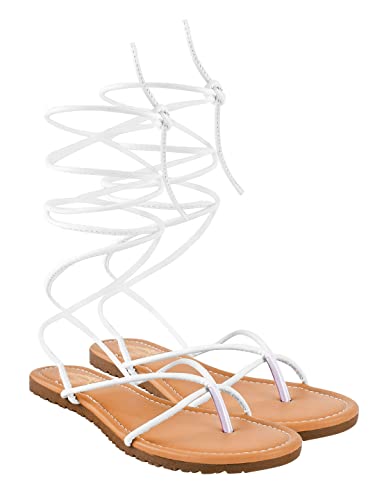 Image of Shoetopia Stylish Ankle Wrap Flat Sandals For Women & Girls