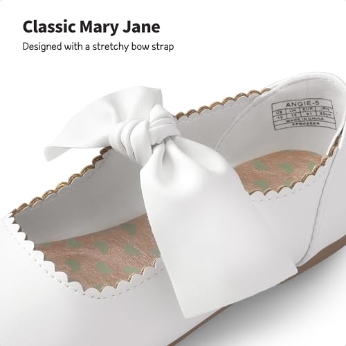Dream Pairs D195-3A9PP10-I22KM-03PPTP Girls Ballerina Flats Mary Jane Front Bow Dress Shoes Angie-5 White Size 3 Big Kid thumb #2