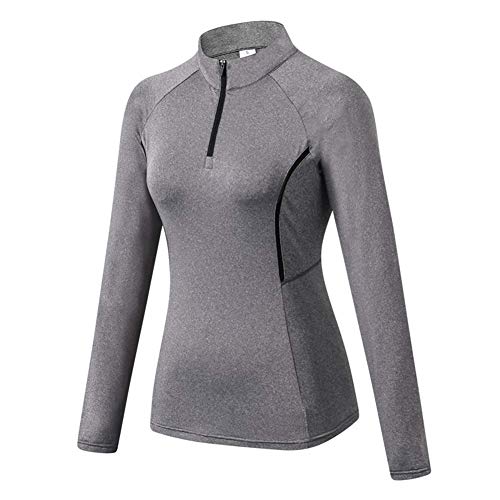 Womens Pullover 1/4 Zip Running Jacket Long Sleeve Workout Tops with Thumb Holes Yoga Shirts