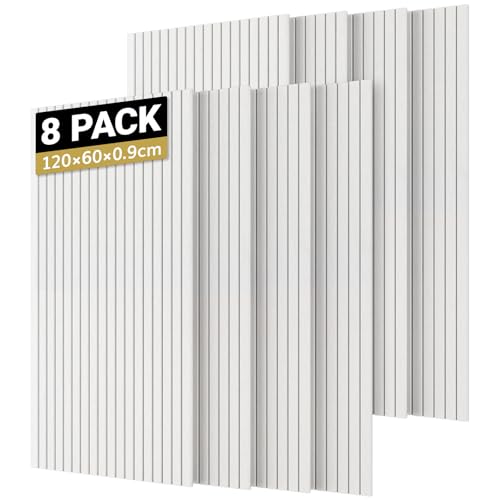 TONOR Duże panele akustyczne samoprzylepne, 8 sztuk, 120 x 60 x 0,9 cm (5,76 m²), panele ścienne samoprzylepne z płyt wygłuszających, okładziny ścienne do płyt akustycznych i dekoracji ścian do studia