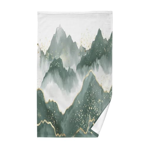 GUIJI Green Mountain Cotton Hand Towels, Skin-Friendly Bathroom Decorative Hand Towels, Hand Towels for Gym Spa Face