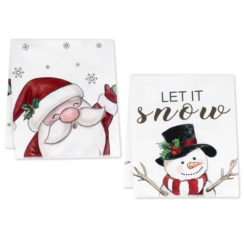 Hxezoc 2 Stück Tischdeko Weihnachten Geschirrtücher Weihnachtsmotiv Geschirrhandtücher Küchen Deko Geschenke Weihnachts