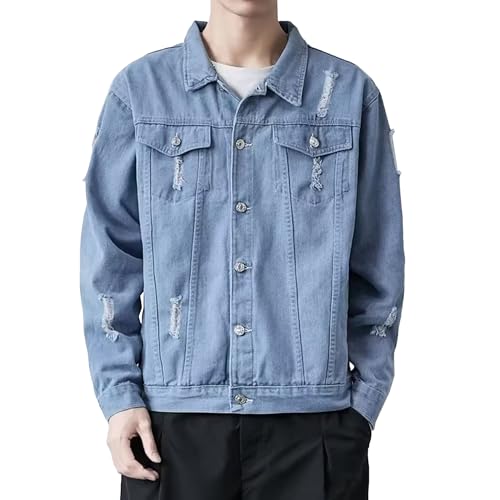 Veste en denim Breaking Hole pour homme manteau jean casual