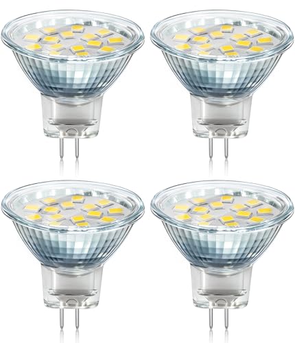 Akynite GU4 12V LED 2W Blanc Neutre 4000K, 120°, 250LM, Équivalent MR11 10W 20W Halogène, AC DC 24V 12V Spot LED Encastrable GU4 MR11 35mm pour Meuble Cuisine, non-dimmable, lot de 4