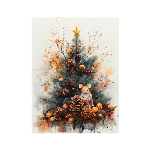 Lienzo decorativo de salón con árbol y piña en acuarela, cuadro moderno de 40x60cm