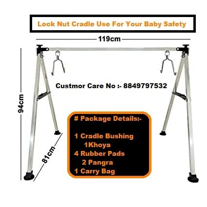 AMDOT-Baby-Boys-and-Girls-Portable-Folding-Swing-Baby-Cradle-Ghodiyu-Palna-with-Hammock-Having-Mosquito-Net-Square-Steel-Black