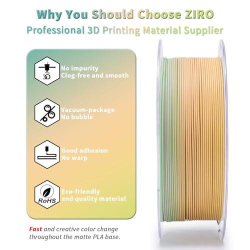 Image of ZIRO Fast Gradient PLA, Matte Multi Colors Filament 1.75mm, Color Change by Length 3D Printer Filament, Dimensional Accuracy + /-0.03mm, Fit Most 3D Printers, 1KG / 2.2lbs Spool, Cool Daybreak