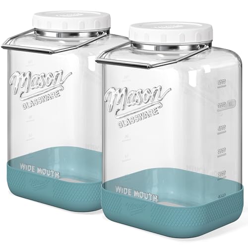 Dwbligt 2 Gallon Glass Jar with Airtight Lid 2 Pack 256 Oz Square