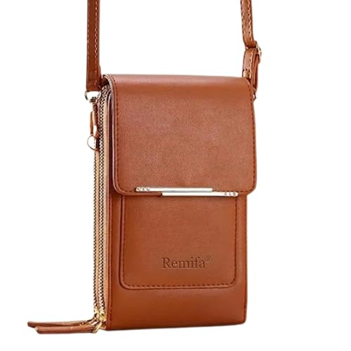 VLSVLS Remifa 2026 Trendy Minimalist Elegant Women's Touchscreen Crossbody Phone Wallet, Remifa Phone Purse (Brown)