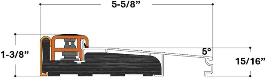 Apex™ Door System Adjustable Threshold – 5 5/8” Inswing Sill, Composite Black Cap & Bottom, Bronze Finish, 36" Uncut – Heavy-Duty, Energy Efficient, and Weatherproof