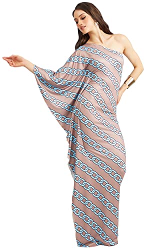 Image of KOH KOH Womens Long One Shoulder Hawaiian Flower Print Cocktail Maxi Dress