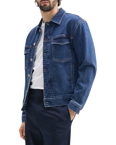 Theory Men's City Trucker Jacket in Denim Beryl4