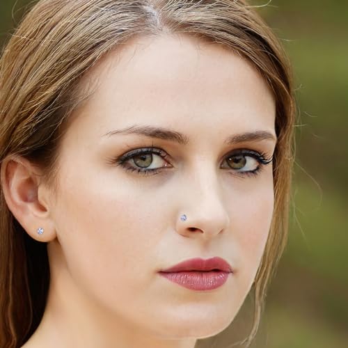 Threadless Noses Rings/Flat Back Earrings, 20G 18G 5/16in, 8Pairs Surgical Steel Piercing Jewelry for Women Men.4