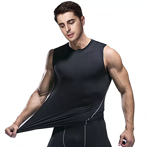 Odoland 5 Pack Men's Sleeveless Shirts, Dry Fit Athletic Base Layer Tank Top, Sports Running Gym Workout Shirts4