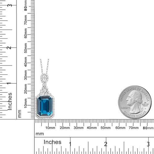 Gem Stone King 10.10 Cttw London Blue Topaz Pendant Necklace For Women | 925 Sterling Silver | Emerald Cut 14X10MM | Gemstone Birthstone | With 18 Inch Silver Chain4