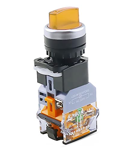 LA38-11XD/2 vt[^[{^XCb` 22MM 2 |WV 3 |WV b`O LED muXCb` }`J[ IvV Contactor (Color : Yellow-2 Position, Size : 