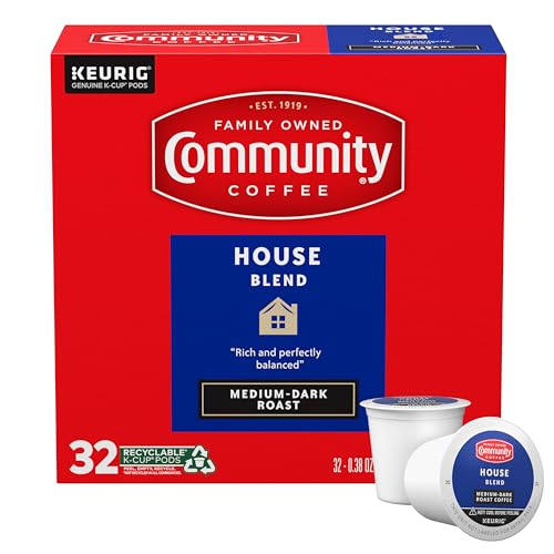 Image of Community Coffee House Blend Medium-Dark Roast Single Serve Keurig K-Cup Pods 32 ct Box